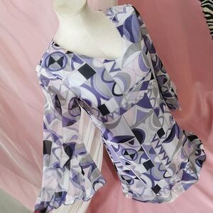 Rady Size Small Purple Print Mini Dress Graphic Bright Office Casual Party Prom